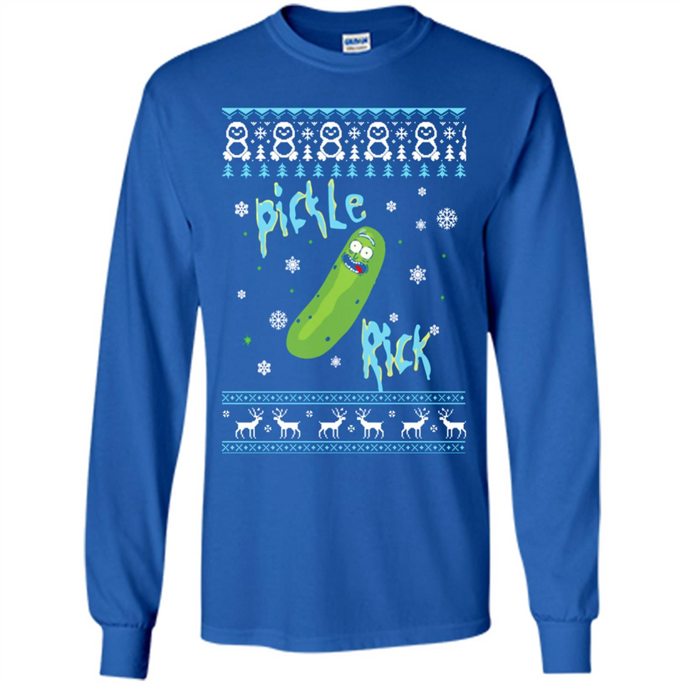 Rick and Morty Pickle Rick Ugly Christmas Sweater - Long Sleeve T-Shirt