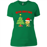 Meow merry christmas- cat and pine merry christmas - Ladies' Boyfriend T-Shirt