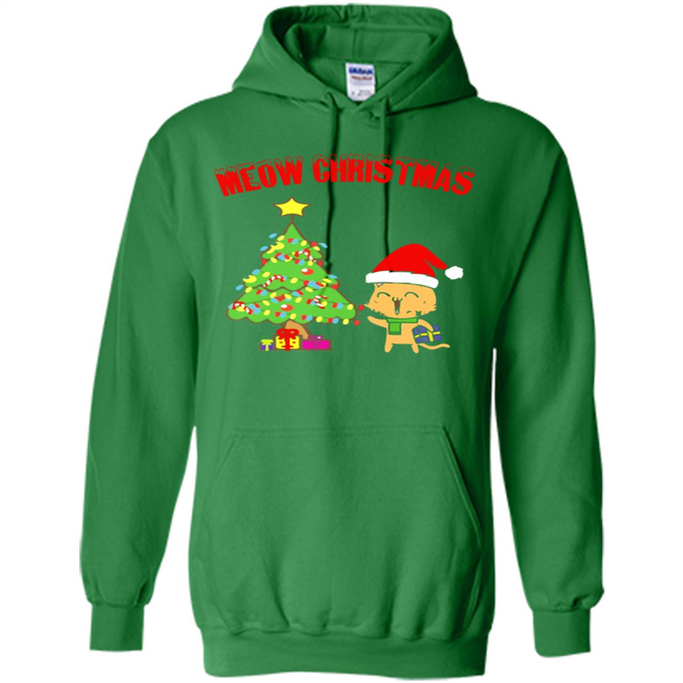 Meow merry christmas- cat and pine merry christmas - Hoodie