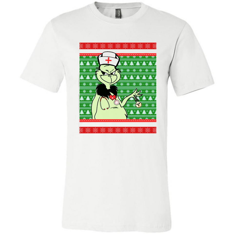 Grinch Nurse Ugly Christmas Sporty T-Shirt PINGPONG - Canvas Unisex T-Shirt