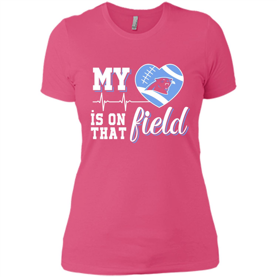 Carolina Panthers Football My Heart is on that Field - Ladies' Boyfriend T-Shirt