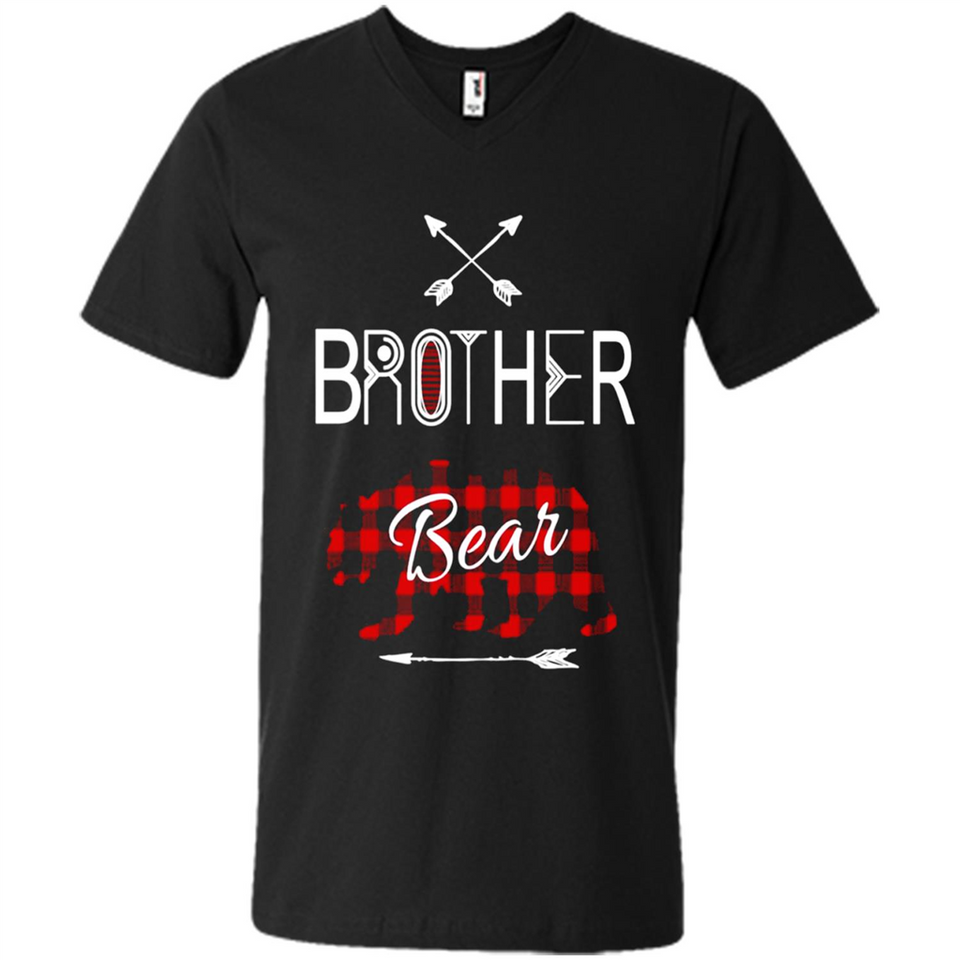 Brother Shirt Buffalo Plaid Family Camping Bear Tee - Men's V-Neck
