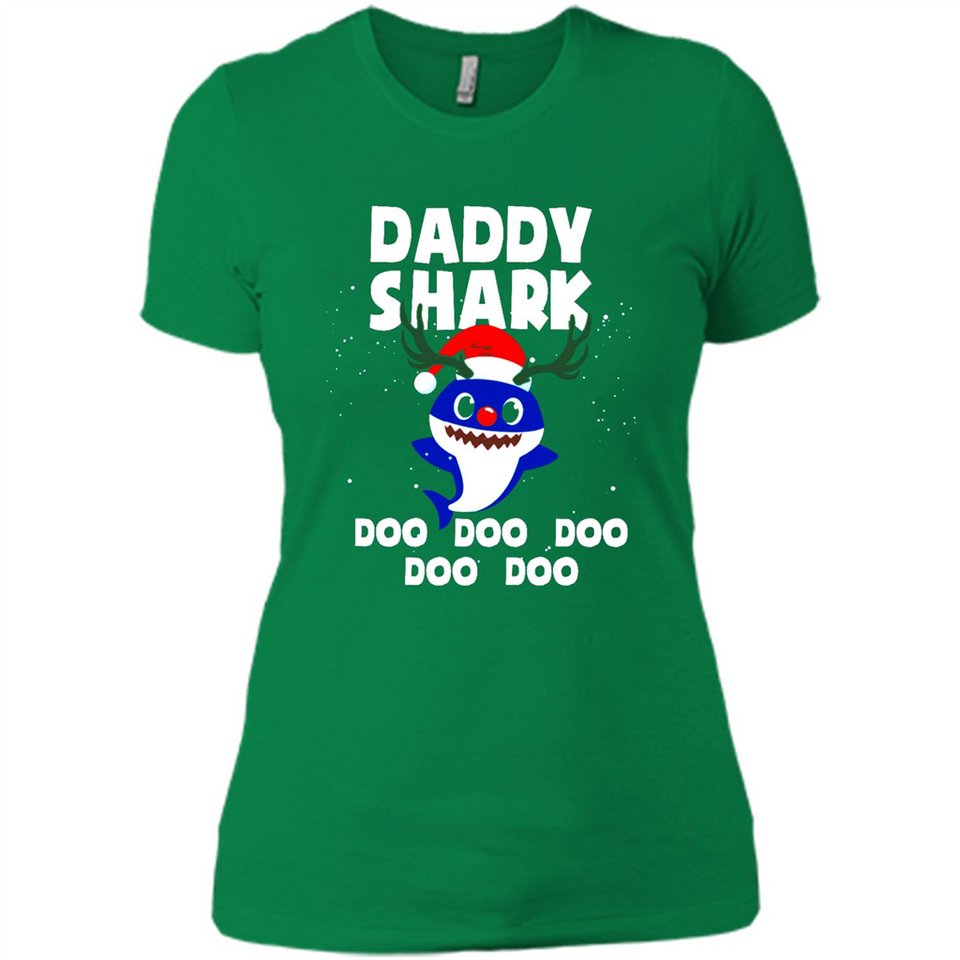 Daddy Shark Costume Reindeer Funny Christmas T-Shirt - Ladies' Boyfriend T-Shirt