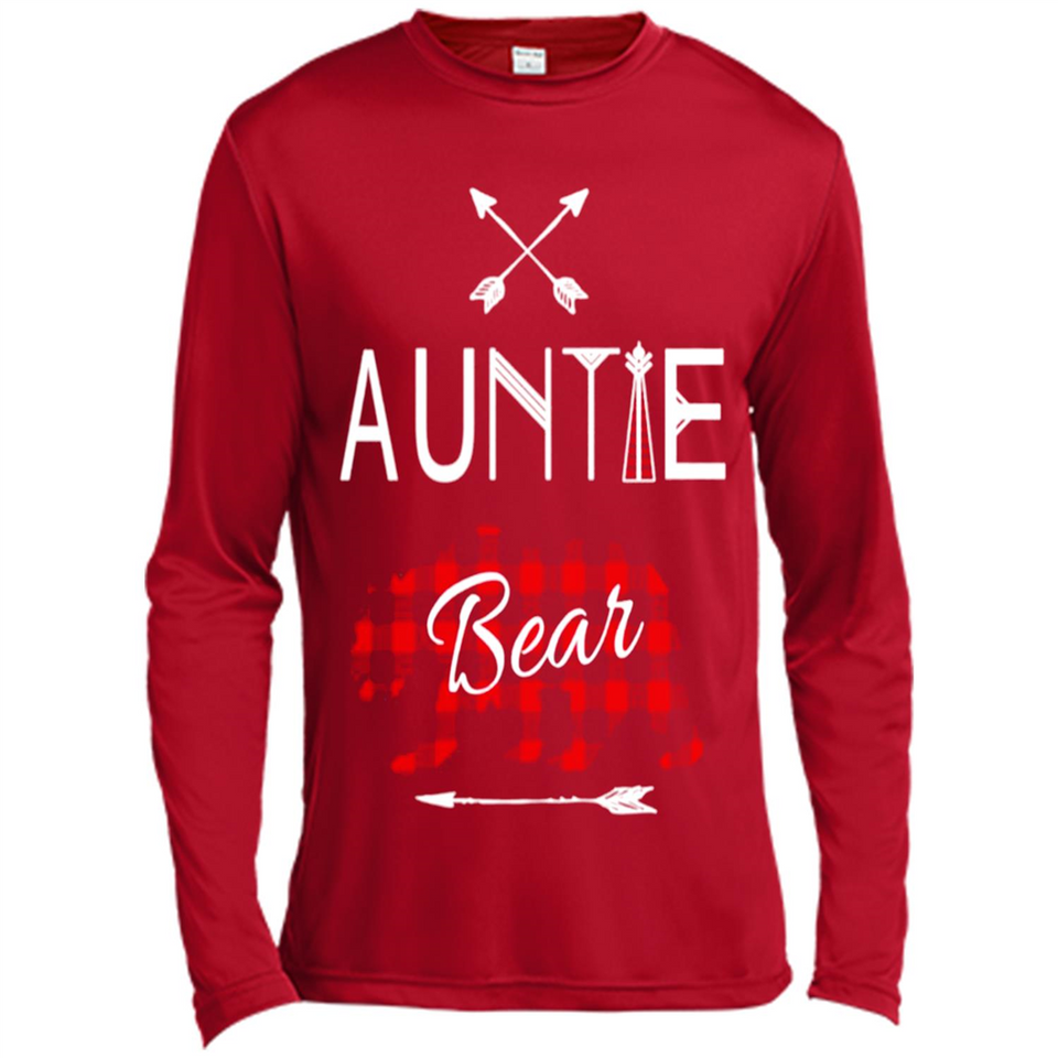 Aunt Shirt Buffalo Plaid Family Camp Bear Tee - Canvas Long Sleeve T-Shirt