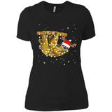 Christmas Lights Sloth Wearing Santa Hat Funny Xmas - Ladies' Boyfriend T-Shirt