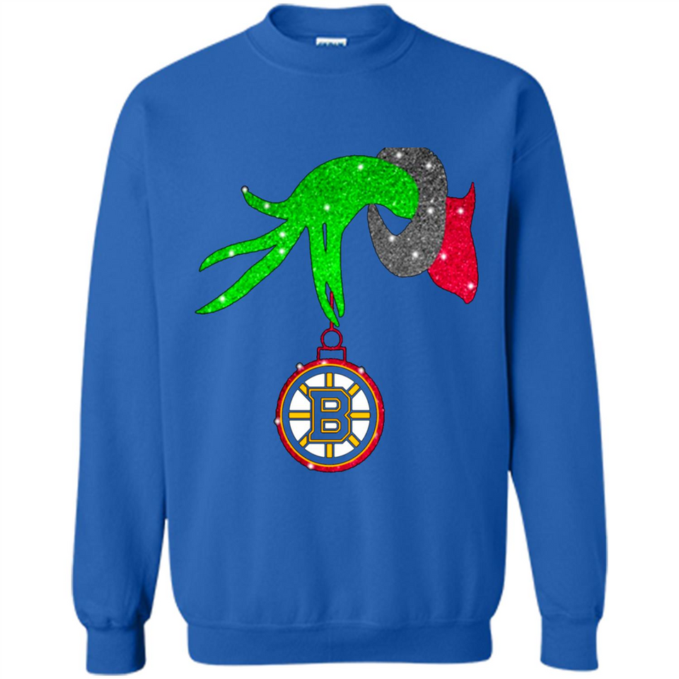 GRINCH HAND HOLDING BOSTON BRUINS GLITTER CHRISTMAS PINGPONG