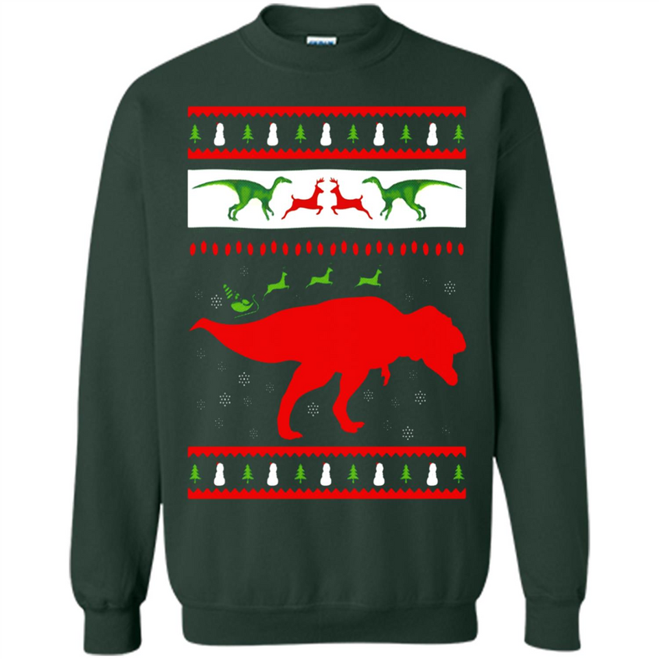 Dinosaur and Santa Clause Ugly Christmas Sweater - Sweatshirt