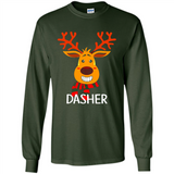 Dasher Reindeer Santa Claus Funny Xmas Holiday T-Shirt - Long Sleeve T-Shirt
