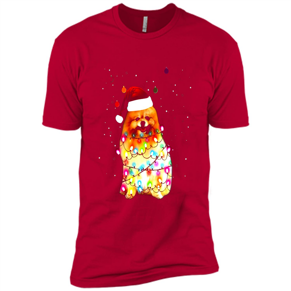Pomeranian Santa Lights Christmas Dog Xmas Sweatshirt - Premium Short Sleeve T-Shirt