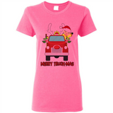 Merry Truck-Mas Christmas Fire Truck Cute Reindeer Sporty - Ladies Short-Sleeve