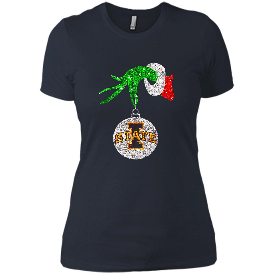 Amazing Iowa State Cyclones Glitter Grinch Monogram Ornament Christmas Gift - Ladies' Boyfriend T-Shirt