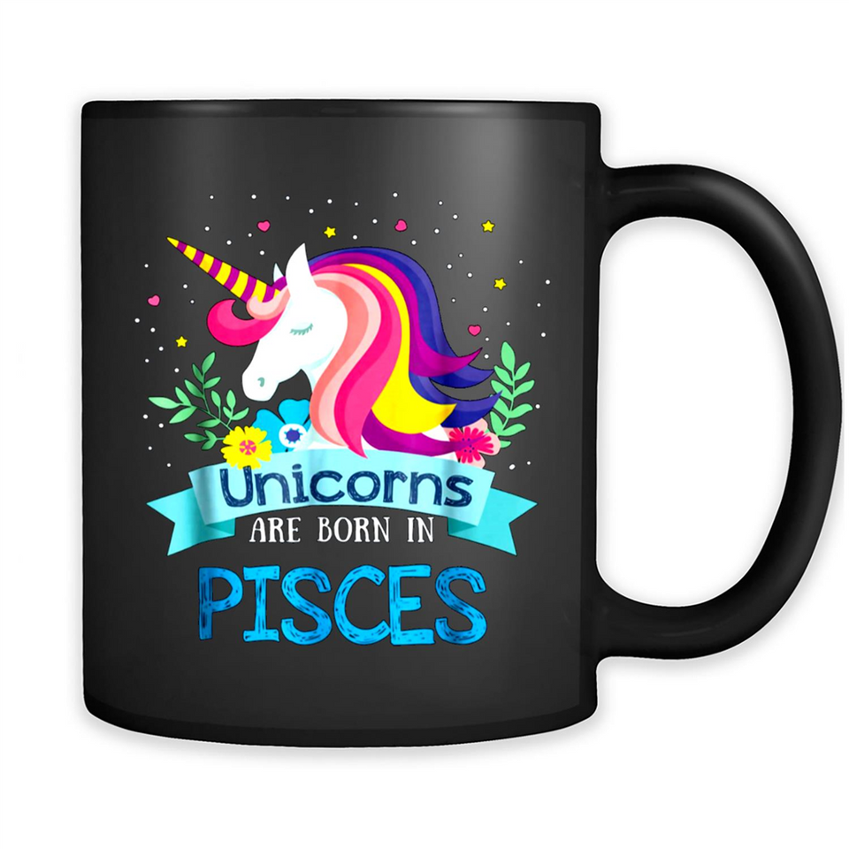 Unicorns are born in Pisces Birthday Rainbow Gift Ladies Custom