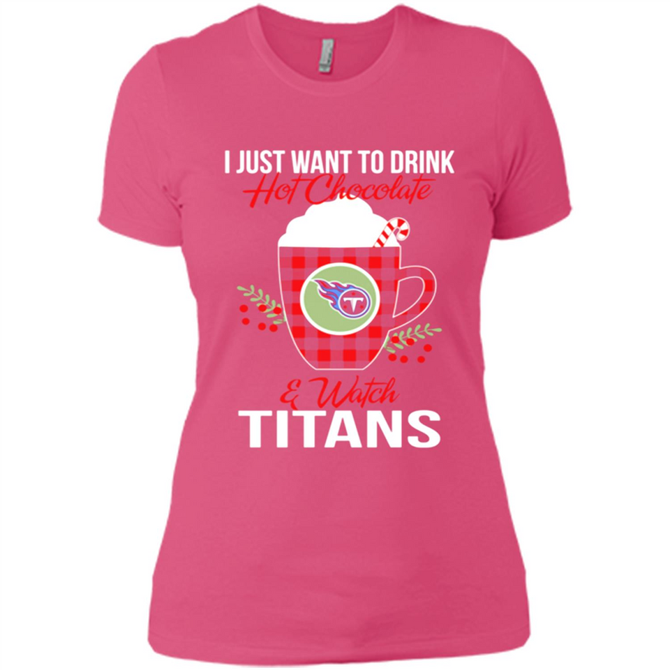 I Just Want To Drink Hot Chocolate & Watch Tennessee Titans Ugly Christmas Sweater PINGPONG