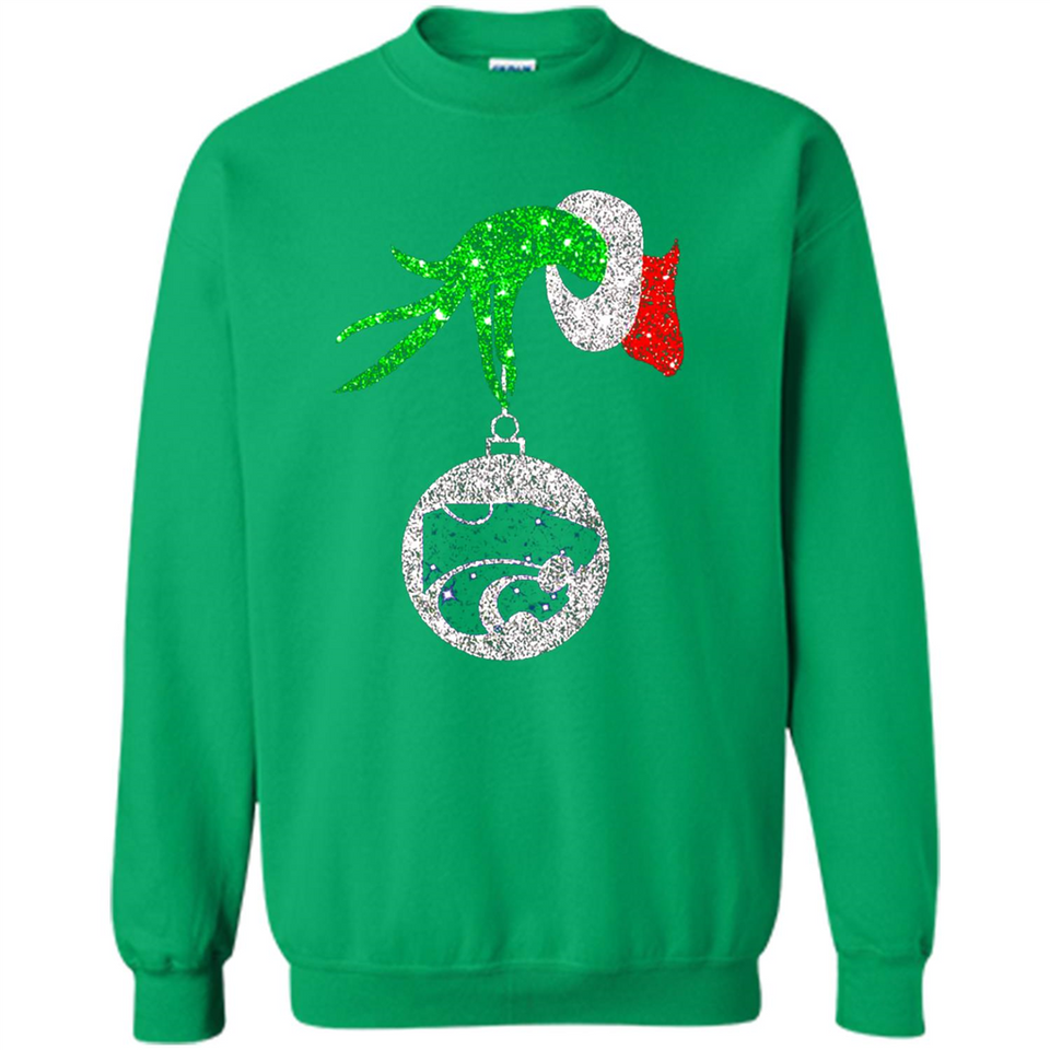 Amazing Kansas State Wildcats Glitter Grinch Monogram Ornament Christmas Gift - Sweatshirt