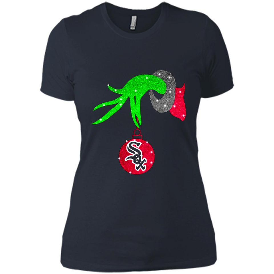 GRINCH HAND HOLDING CHICAGO WHITE SOX GLITTER CHRISTMAS PINGPONG