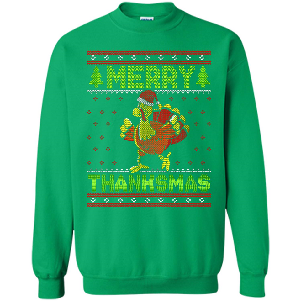 Merry Thankmas Ugly Xmas Thanksgiving Turkey Sweatshirt - Sweatshirt