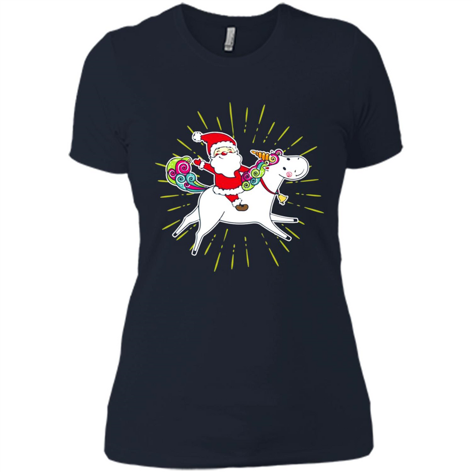 Unicorn And Santa Christmas - Ladies' Boyfriend T-Shirt