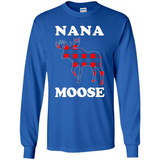 Nana Moose Funny Christmas Plaid Buffalo T-Shirt - Long Sleeve T-Shirt