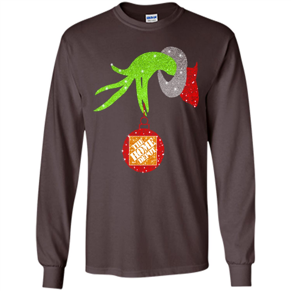 Grinch hand holding Logo HomeDepot Glitter Christmas - Long Sleeve T-Shirt