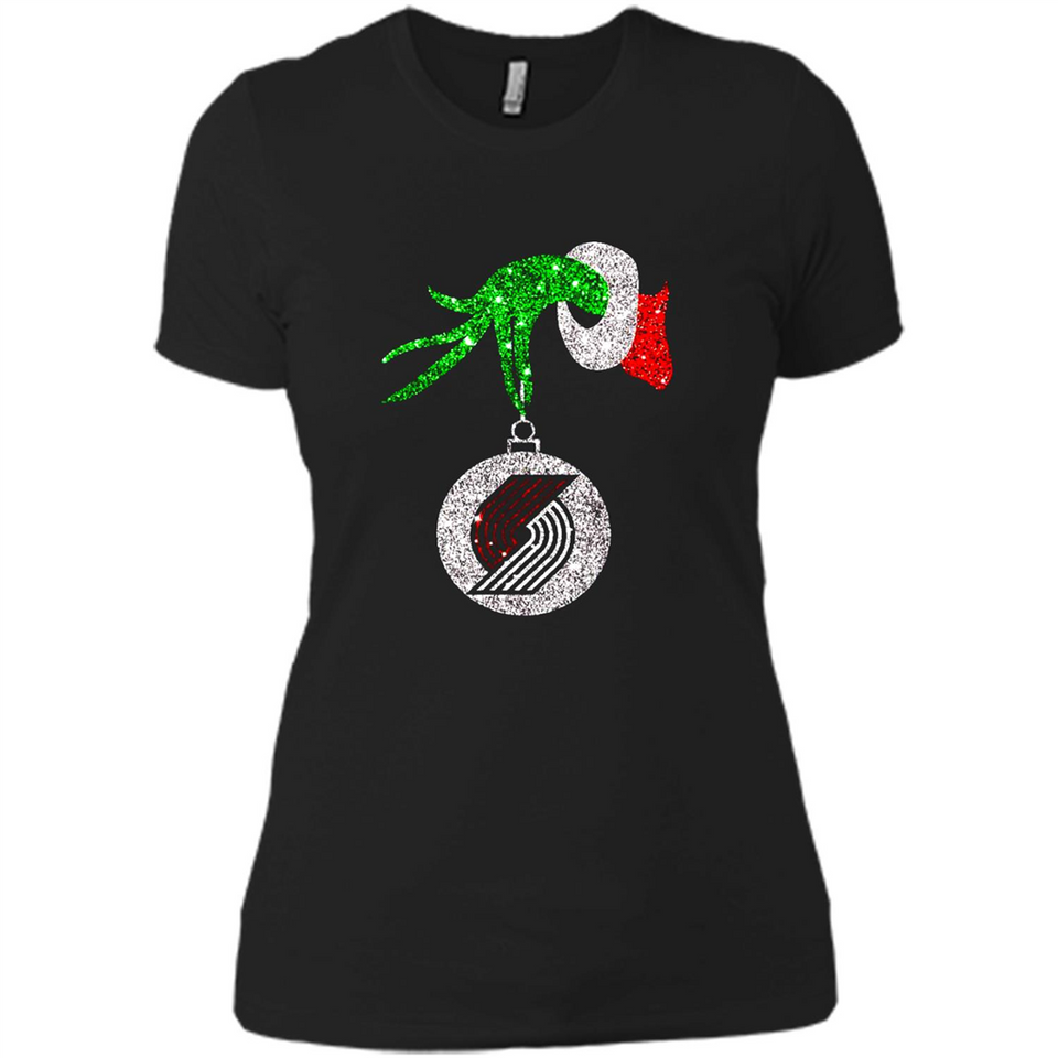Amazing shirt Portland Trail Blazers Glitter Grinch Monogram Ornament Christmas - Ladies' Boyfriend T-Shirt