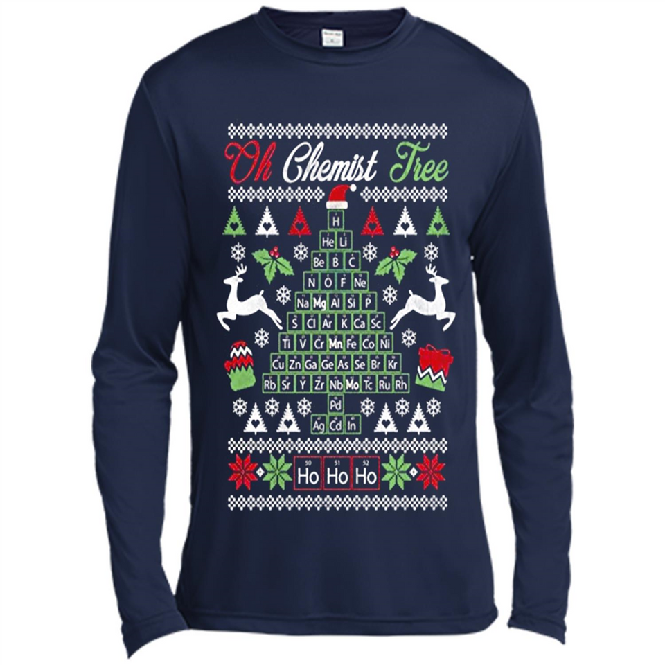 Chemist Tree Shirt Oh Chemistry Tree Ugly Christmas - Canvas Long Sleeve T-Shirt