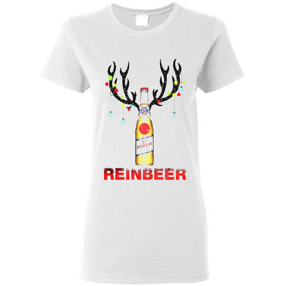 Miller High Life beer reinbeer Christmas - Ladies Short-Sleeve