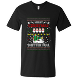 Merry Christmas Shitter Full Christmas Tree Snowman Sweater PINGPONG - Men's V-Neck