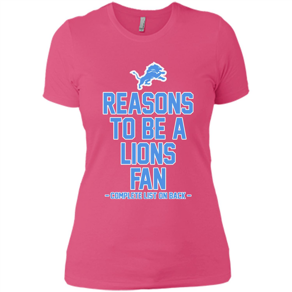 Reasons to be a Detroit Lions Fan Complete List on Back - Ladies' Boyfriend T-Shirt
