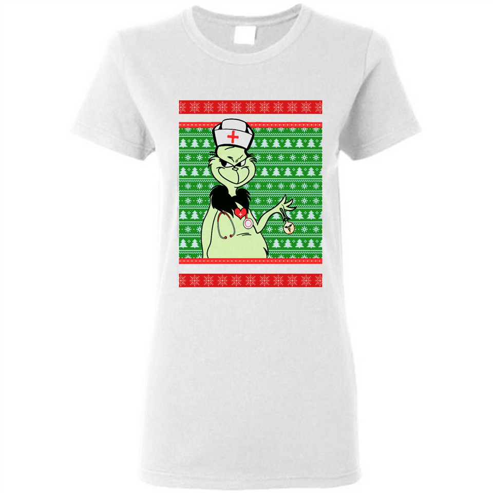 Grinch Nurse Ugly Christmas Sporty T-Shirt PINGPONG - Ladies Short-Sleeve