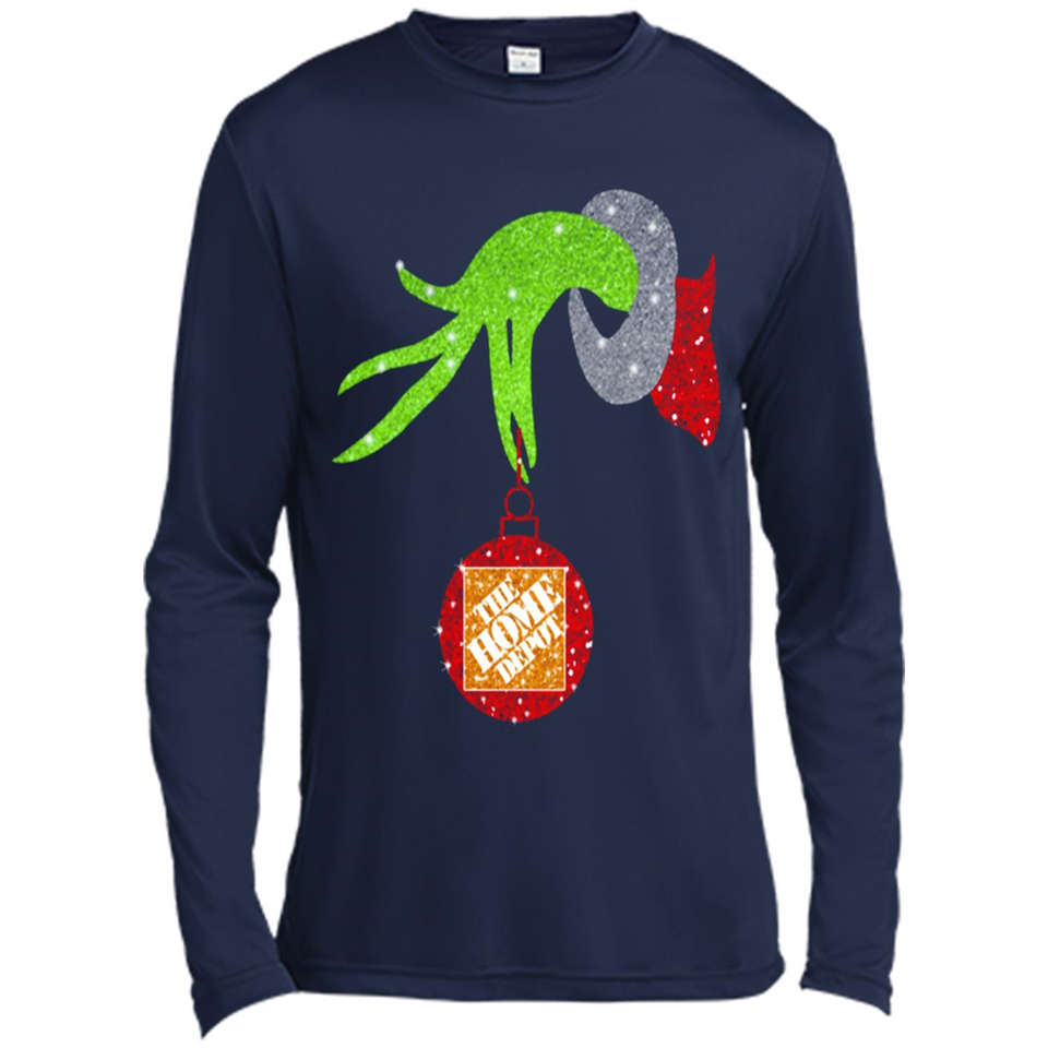 Grinch hand holding Logo HomeDepot Glitter Christmas - Canvas Long Sleeve T-Shirt
