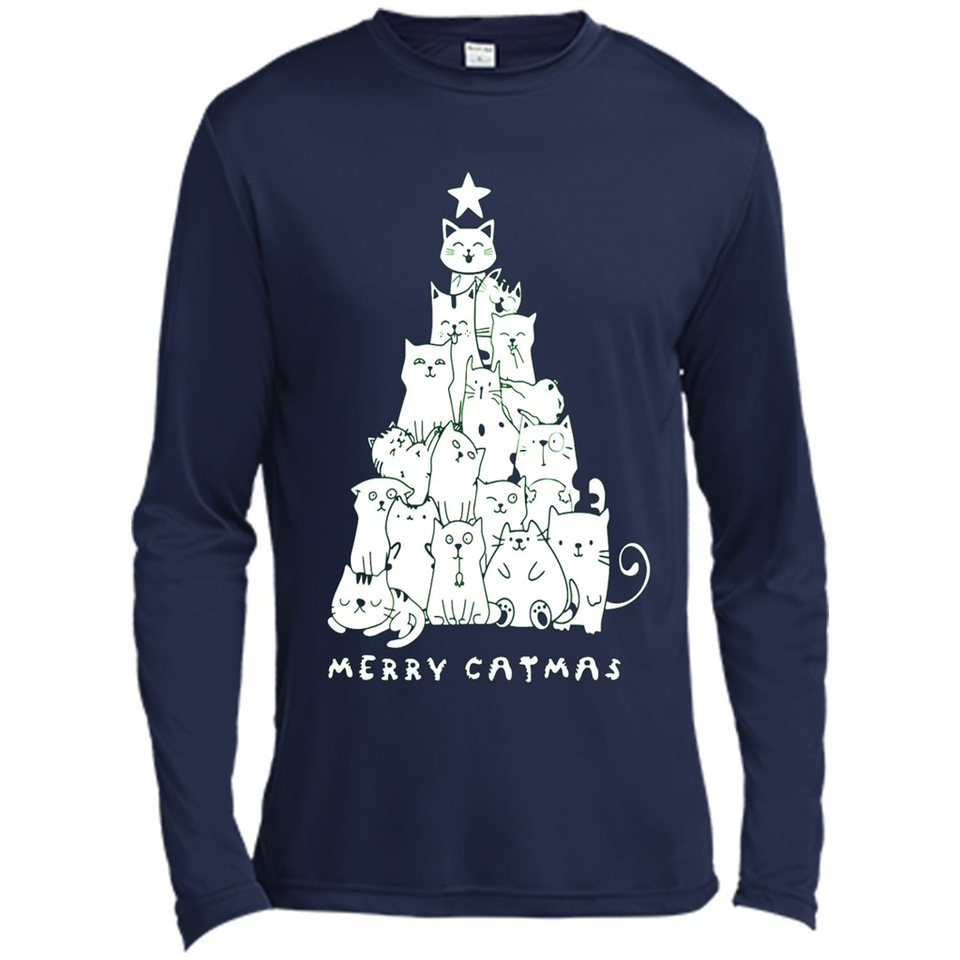 Merry Catmas - Merry Christmas Cat Lover Mug PINGPONG - Canvas Long Sleeve T-Shirt