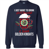 I Just Want To Drink Hot Chocolate & Watch Vegas Golden Knights Ugly Christmas Sweater PINGPONG