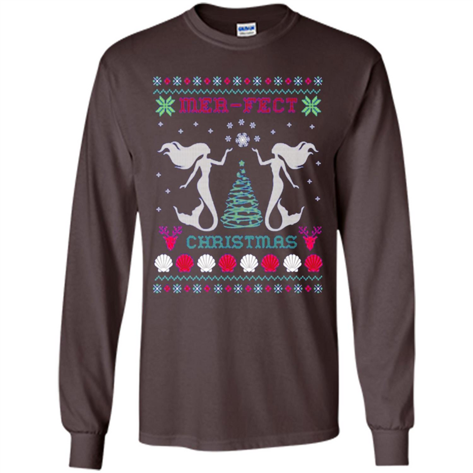 Mermaid Mer-Fect Ugly Christmas Sweater - Long Sleeve T-Shirt