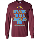 Reasons to be a Los Angeles Chargers Fan Complete List on Back - Long Sleeve T-Shirt