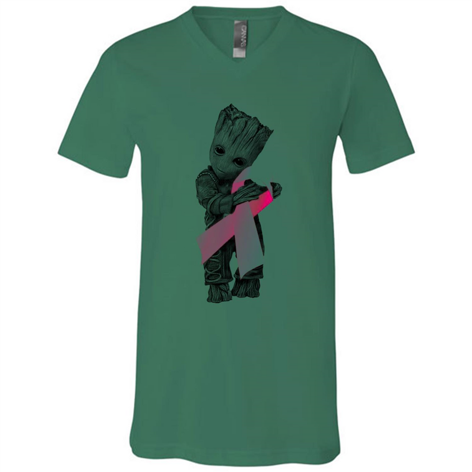 Groot Hug Breast Cancer - Canvas Unisex V-Neck