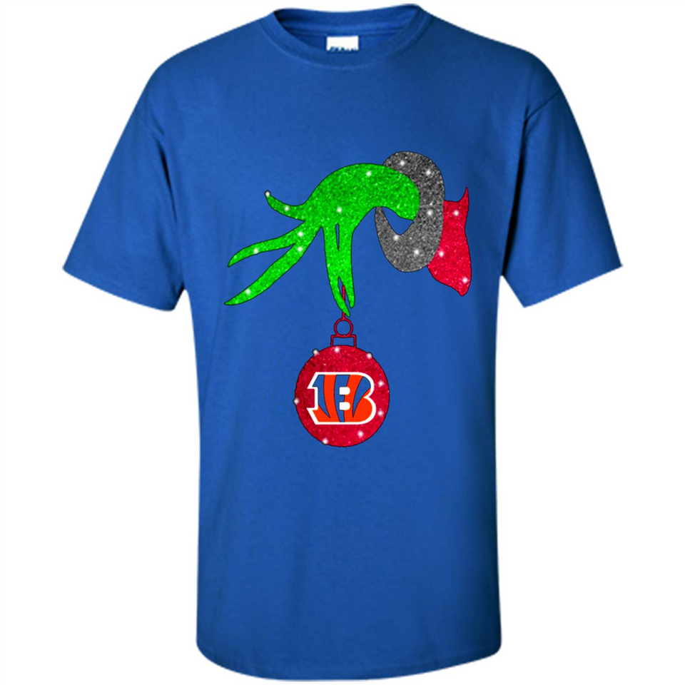 GRINCH HAND HOLDING CINCINNATI BENGALS GLITTER CHRISTMAS PINGPONG