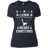 Vintage Tee For Women Men Graphic Shirts Lemur Ugly Christmas Sweater - Ladies' Boyfriend T-Shirt