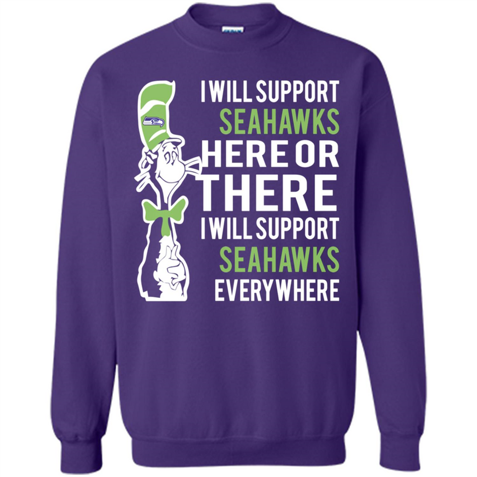 Shirt For Dr Seuss Cat And Seattle Seahawks Fans - Sweatshirt