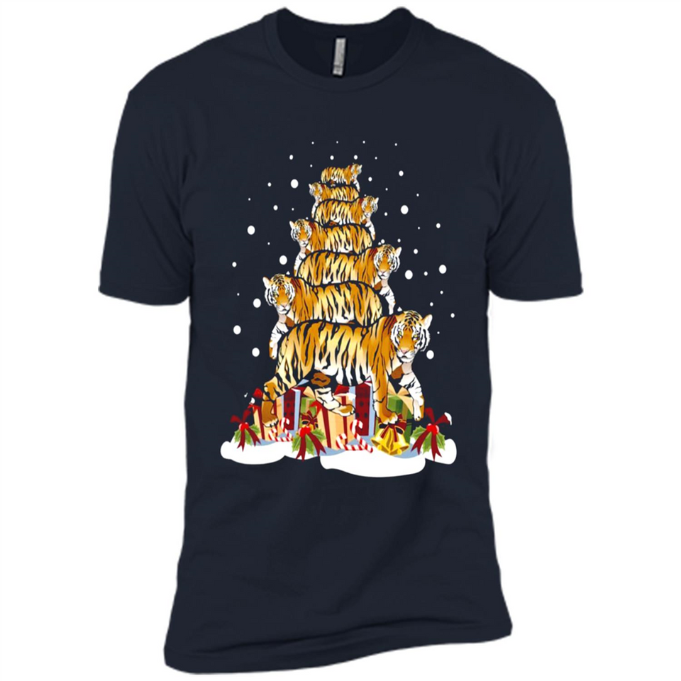Tiger Christmas Tree Funny Merry Christmas - Premium Short Sleeve T-Shirt