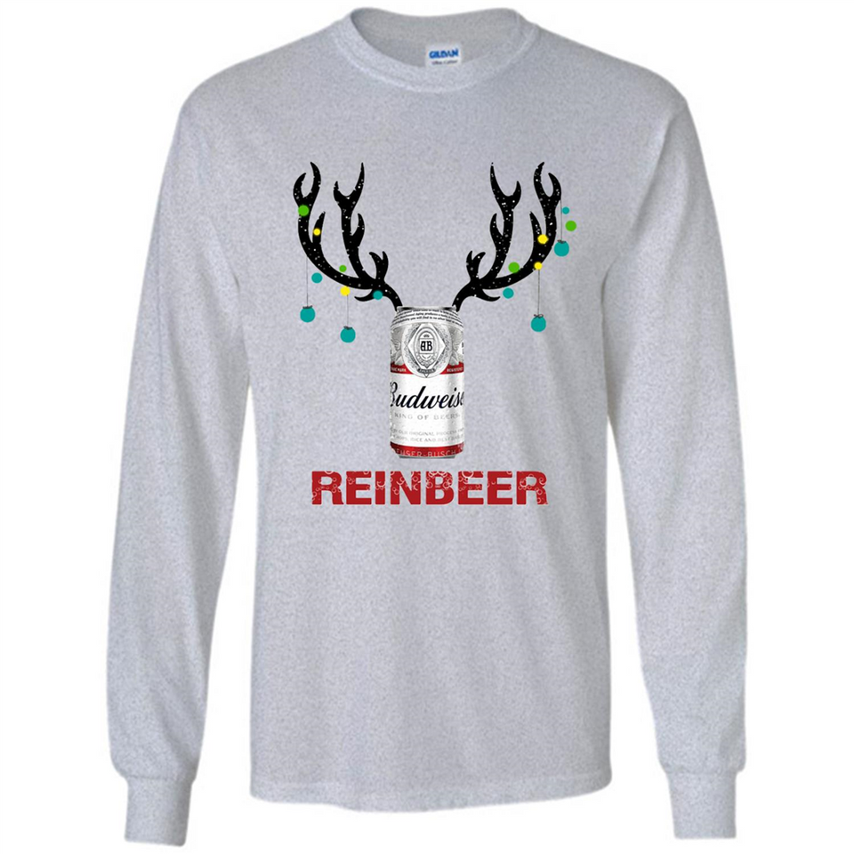 Budweiser Reinbeer Funny Beer Reindeer Christmas Sweatshirt - Long Sleeve T-Shirt