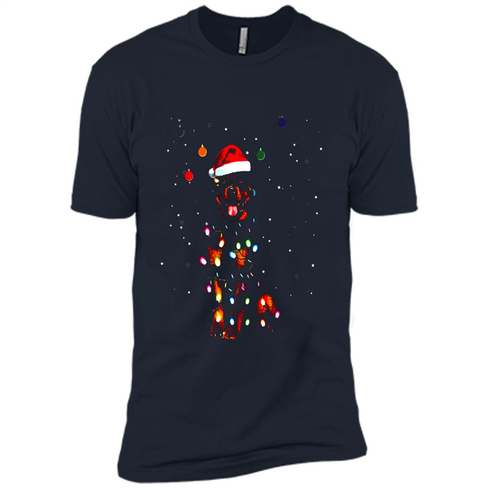 Rottweiler Santa Lights Christmas Dog Xmas Sweatshirt - Premium Short Sleeve T-Shirt