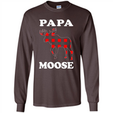 Papa Moose Funny Christmas Plaid Buffalo T-Shirt - Long Sleeve T-Shirt