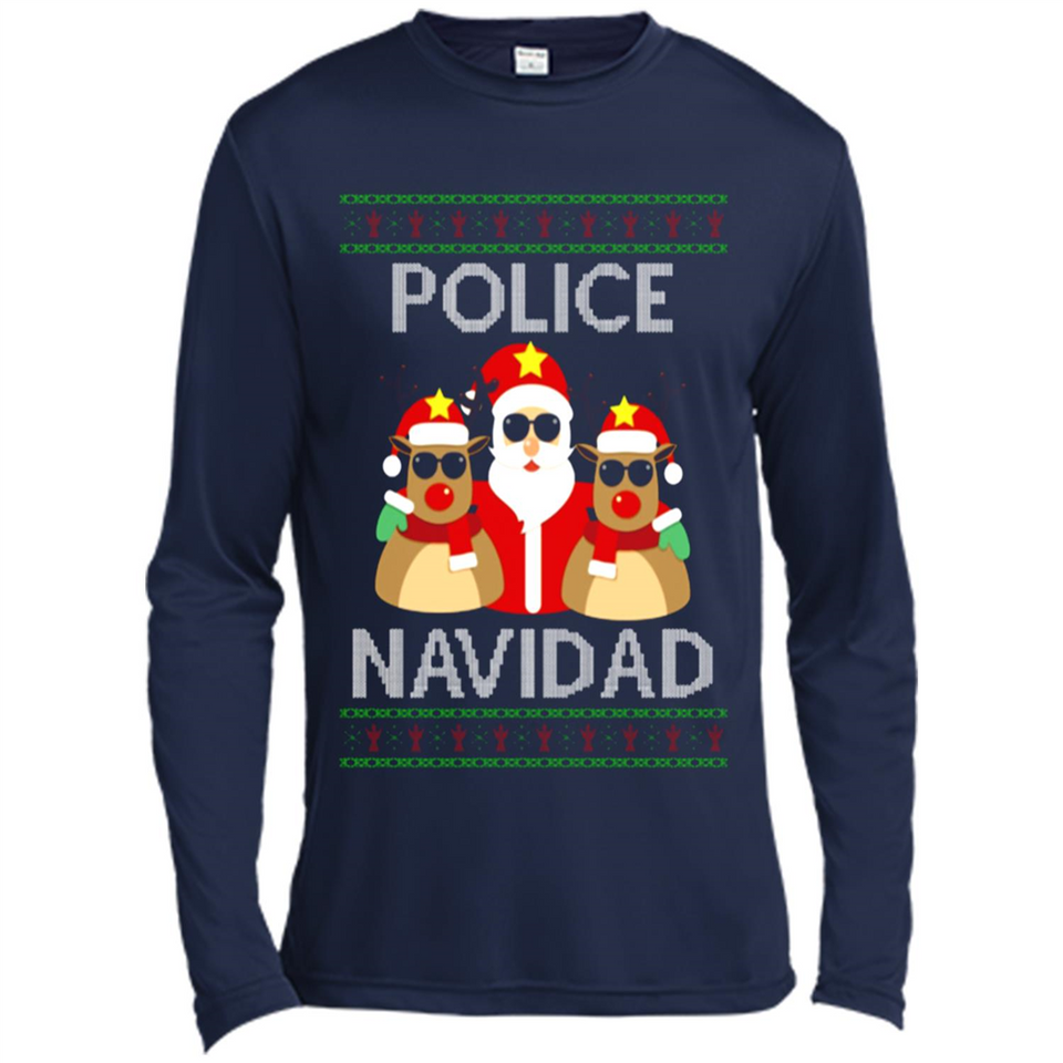 FUNNY POLICE NAVIDAD T-SHIRT Santa Christmas Party - Canvas Long Sleeve T-Shirt