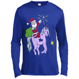 Distressed Retro Santa Riding Unicorn - Canvas Long Sleeve T-Shirt