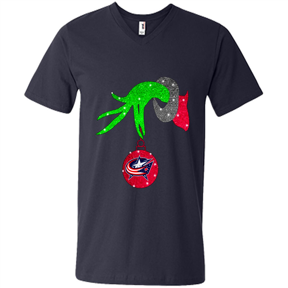 GRINCH HAND HOLDING COLUMBUS BLUE JACKETS GLITTER CHRISTMAS PINGPONG
