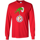 Fantastic Pittsburgh Steelers Glitter Grinch Monogram Ornament Christmas Gift - Long Sleeve T-Shirt