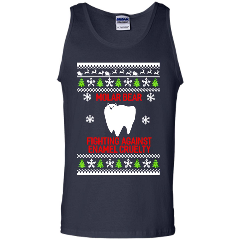 Molar bear fighting against enamel cruelty Christmas - Tank Top