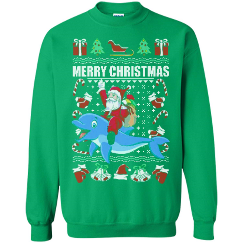 Ugly Christmas Santa Riding Dolphin - Sweatshirt