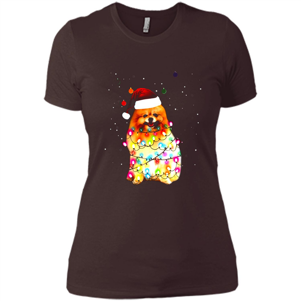 Pomeranian Santa Lights Christmas Dog Xmas Sweatshirt - Ladies' Boyfriend T-Shirt