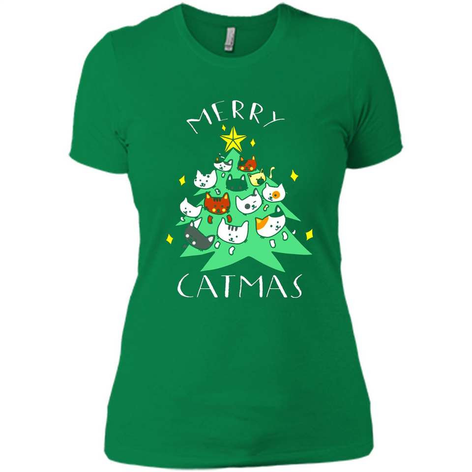 Merry Catmas Funny Cool Christmas Mug PINGPONG - Ladies' Boyfriend T-Shirt